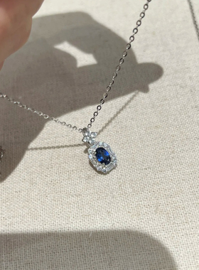 轻奢实验室蓝宝石吊坠925银项链
