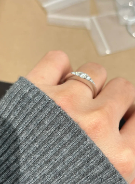 S925纯银马眼戒指莫桑钻指环中古