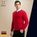 Áo len mùa thu đông mới Trung Quốc màu đỏ ấm 100% cashmere thoải mái áo len cashmere dày màu đỏ 406142 - Áo len Cashmere