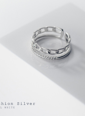 网红时尚戒指女麻花蝴蝶珍珠指环冷性风小众设计夸张个性素圈