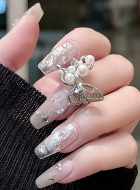 简约甜美珍珠镂空蝴蝶戒指女个性高级感食指戒2024新款戒指