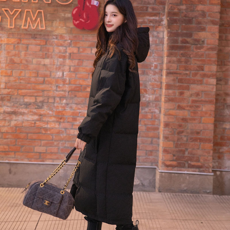 2025冬新款中戏羽绒服中长款男女同款过膝加厚白鸭绒东北抗寒外套