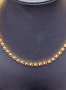 银项链空托马眼形2.5×5mm女项链托镶嵌钻石项链托