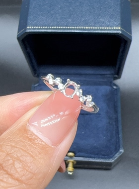 S925银戒指空托椭圆形 3.5×4.5 mm代镶红宝石蓝宝石简约时尚