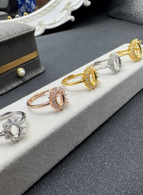 精工新款戒托925纯银戒指空托代加工镶嵌4*6-10*14-15*20mm