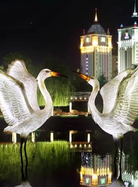 发光梅花鹿摆件仿真熊猫雕塑黄牛玻璃钢动物户外草坪夜景园林景观