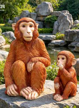 玻璃钢仿真猴子景观雕塑