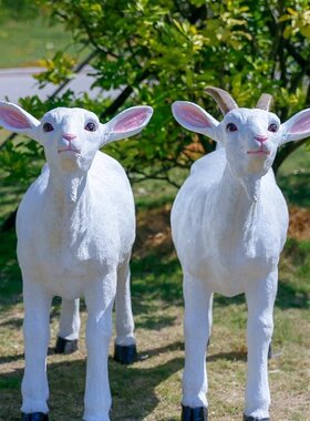 玻璃钢仿真动物山羊雕塑摆件