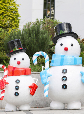 圣诞发光玻璃钢雪人雕塑摆件