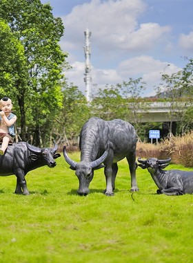 玻璃钢仿真水牛雕塑装饰摆件