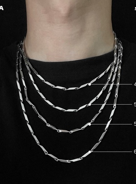 复古港风菱形项链男潮流嘻哈钛钢简约个性搭配衣服素链子百搭配饰