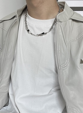 原创斜纹系列项链男女潮高级感痞帅高街锁骨链男生设计感小众嘻哈