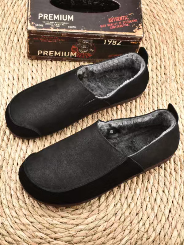 新款冬季真皮加绒保暖男鞋软底一脚蹬休闲百搭豆豆鞋平底轻便棉鞋,淘宝优惠券,粉丝福利购,淘宝优惠卷