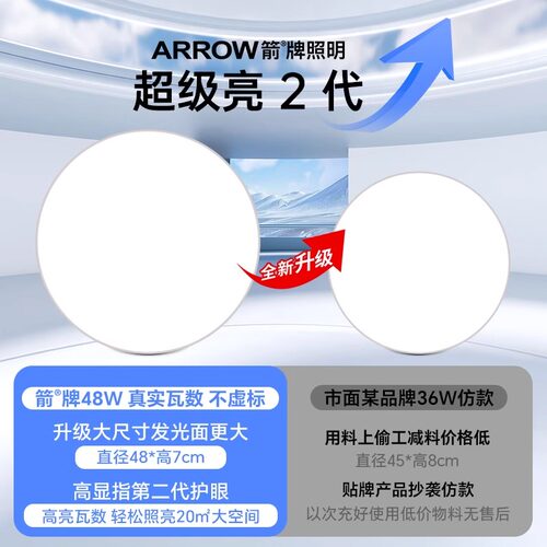 箭牌全光谱led吸顶灯卧室灯2026新款现代简约圆形主卧房间阳台灯 - 图3