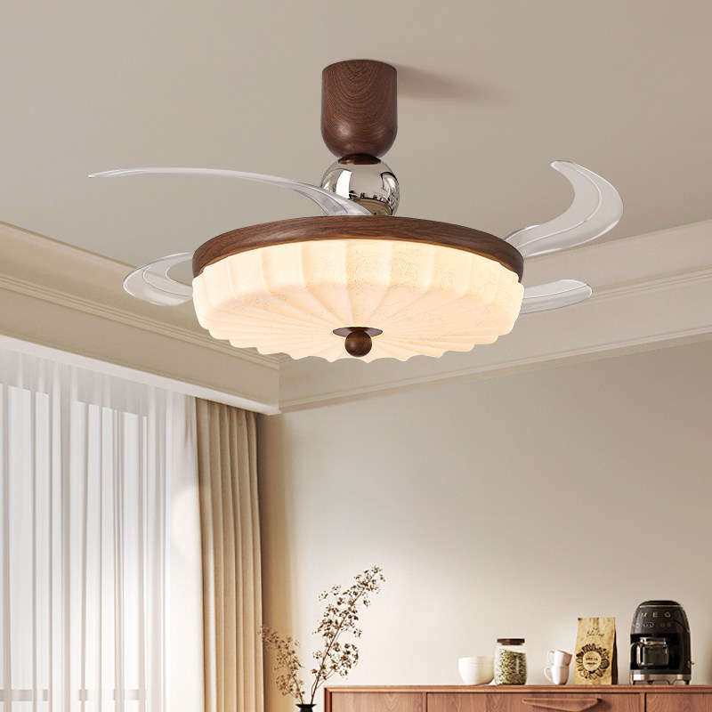 箭牌照明2026新款隐形风扇灯胡桃木色中古卧室餐厅吊扇灯一体静音,淘宝优惠券,粉丝福利购,淘宝优惠卷