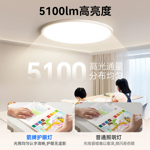 箭牌超薄吸顶灯无缝隙高亮护眼儿童房间灯简约过道阳台书房卧室灯 - 图2