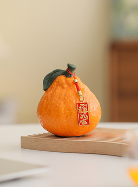 紫砂雕刻大吉橘子摆件新中式桌面茶桌装饰工艺品家居吉祥小摆设