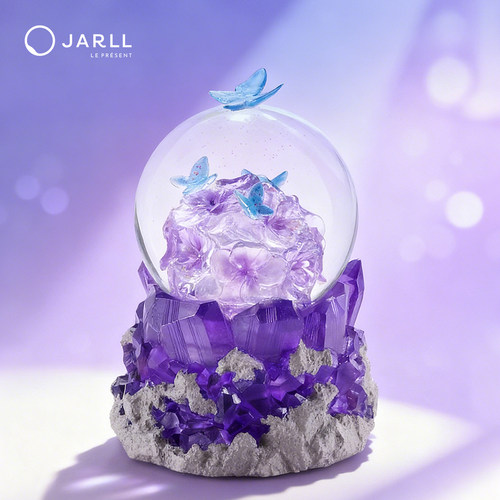 JARLL赞尔天竺葵水晶球音乐盒高透亮灯八音盒陪伴礼物送女友表白 - 图1