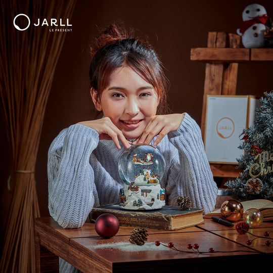 JARLL赞尔水晶球旋转音乐盒平安夜圣诞八音盒女孩告白礼物送女友