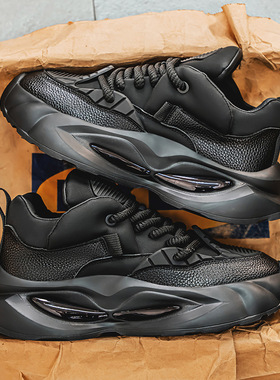 男鞋2025春季新款户外耐磨厚底增高运动潮鞋高级感百搭学生老爹鞋