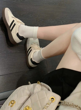 大码休闲磨砂板鞋春秋女新款运动百搭复古单鞋学生板鞋德训鞋女鞋