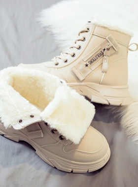 跨境代发大码棉鞋2025冬季新款加绒雪地靴女百搭厚底大棉女鞋L951