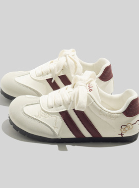 蓓尔2025夏季新款时尚板鞋女百搭德训鞋平底软底轻便圆头休闲鞋