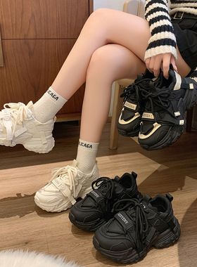 ins韩版新款老爹鞋女2025春季学生跑步运动厚底增高休闲FB9905-1