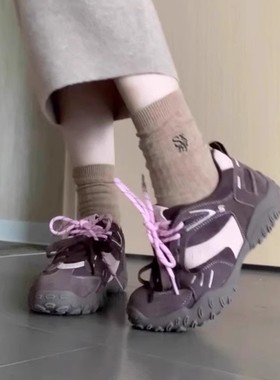 美式拼色秋季德训鞋女2025新款增高阿甘鞋防滑户外休闲百搭运动鞋