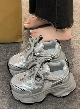 爆款老爹鞋女2025春秋季新款厚底增高网面透气百搭轻便运动休闲鞋