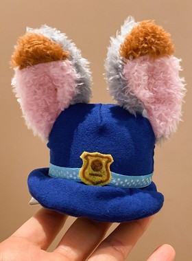 可爱mini朱迪毛绒兔耳发夹卡通侧边夹子疯狂动物城游乐园拍照发饰