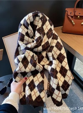 红色圣诞树针织围巾韩系氛围感冬季保暖百搭学生情侣圣诞礼物围脖