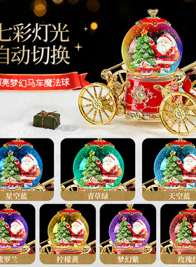 圣诞节水晶球音乐盒礼物装饰摆件八音盒旋转飘雪圣诞老人儿童礼品