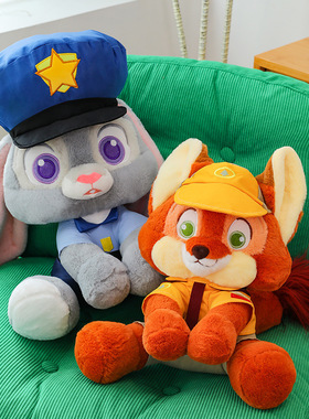 跨境热销疯狂动物城尼克朱迪公仔狐狸兔子玩偶陪睡娃节日礼物批发