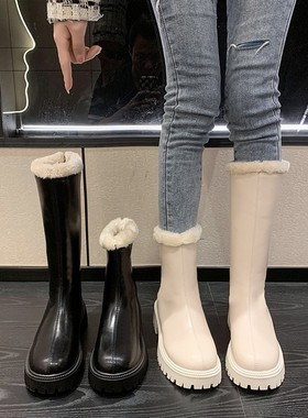 长筒靴大码女冬2025新款短靴加绒加厚长靴高筒保暖雪地靴厚底棉靴