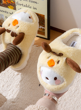 三丽鸥棉拖鞋女冬季新款居家可爱卡通玉桂狗加绒加厚保暖毛毛拖鞋