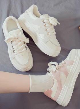 2025春季新款百搭老爹鞋女厚底增高小白鞋透气爆款春秋跨境代发