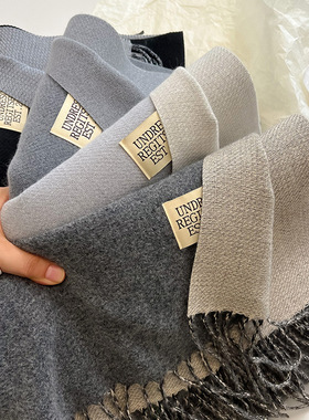 跨境双面仿羊绒围巾女冬季保暖情侣高级感中长款围脖纯色百搭披肩