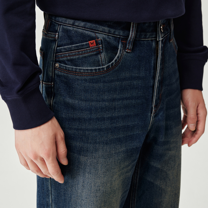 九牧王男装2025秋冬新款保暖亲肤商务休闲男款空气牛仔裤