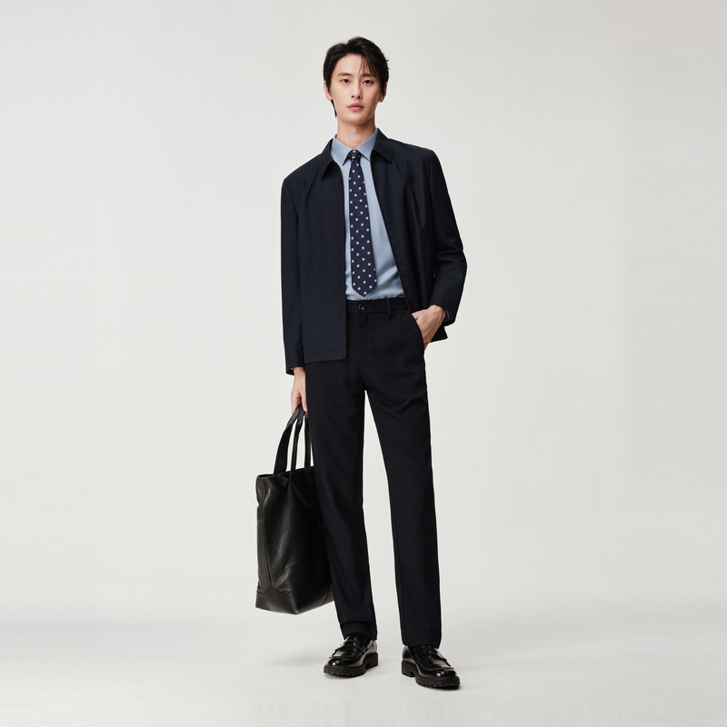 [商场同款]九牧王羊毛行政夹克2025秋冬新款公务男士翻领外套上衣 - 图0