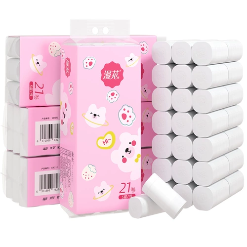 Манхуа 42 рулоны оригинальной деревянной ядро ​​рулона бумаги дома Установка туалетная бумага Полная коробка партия туалетная бумага