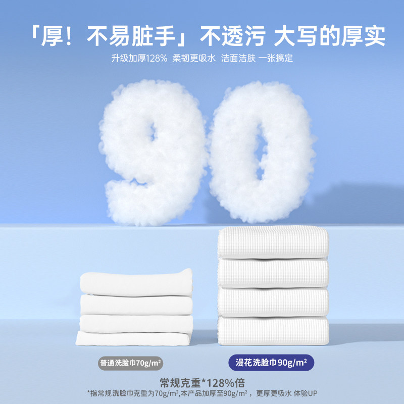 漫花4大包洗脸巾纯棉一次性加厚悬挂抽取式洗脸专用洁面巾擦脸巾