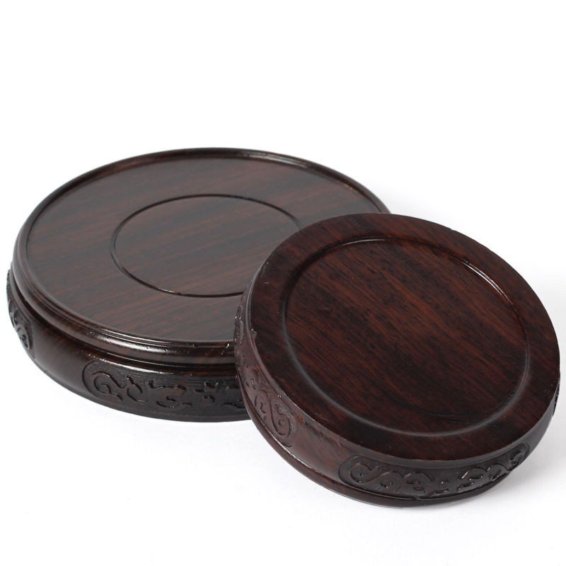 雅轩斋红木奇石花盆底座 圆形木雕工艺品花瓶实木质摆件底座成套,淘宝优惠券,粉丝福利购,淘宝优惠卷