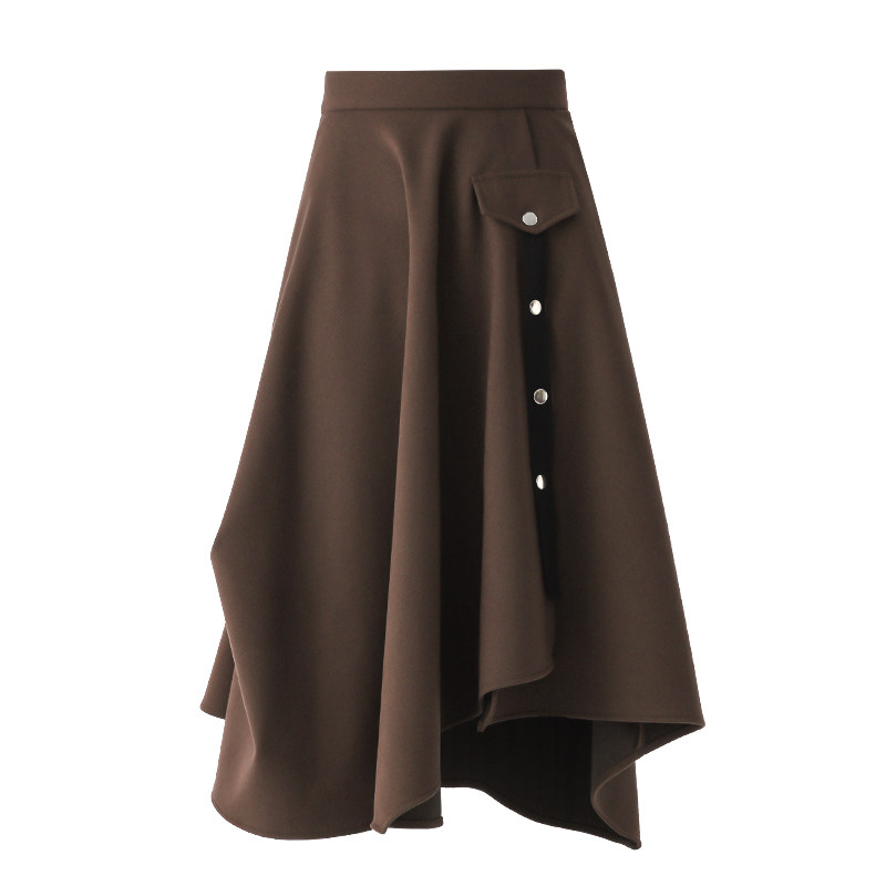 2021秋冬高腰不规则毛呢a字长裙 宝薇洛半身裙