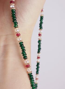 圣诞水晶新中式国风碧绿项链女