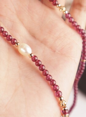 国风石榴石手链女小众设计增新年