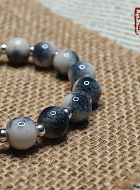 景德镇水墨肌理珠陶瓷手链
