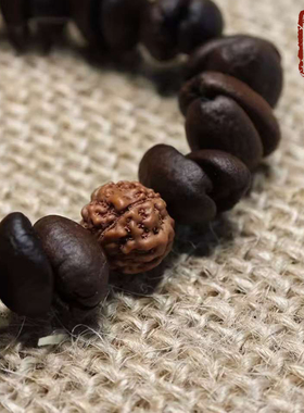 天然手工咖啡豆手链木刻小熊手串