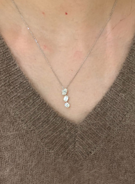 法式轻奢三生石锆石项链女不规则闪钻吊坠高级感颈链配饰