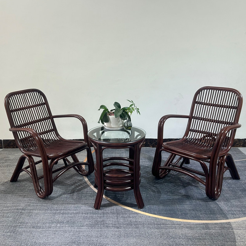 真藤阳台椅三件套家用休闲藤椅简约客厅茶几组合透气桌椅老人椅,淘宝优惠券,粉丝福利购,淘宝优惠卷